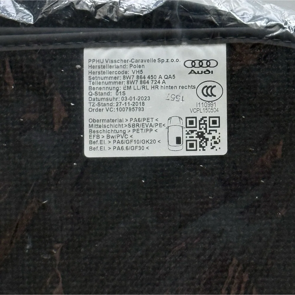 Audi A4‎ Avant S4 Quattro A5 S5 Cabriolet Floor Mats Set 8W1863691BQA5 Black NIP